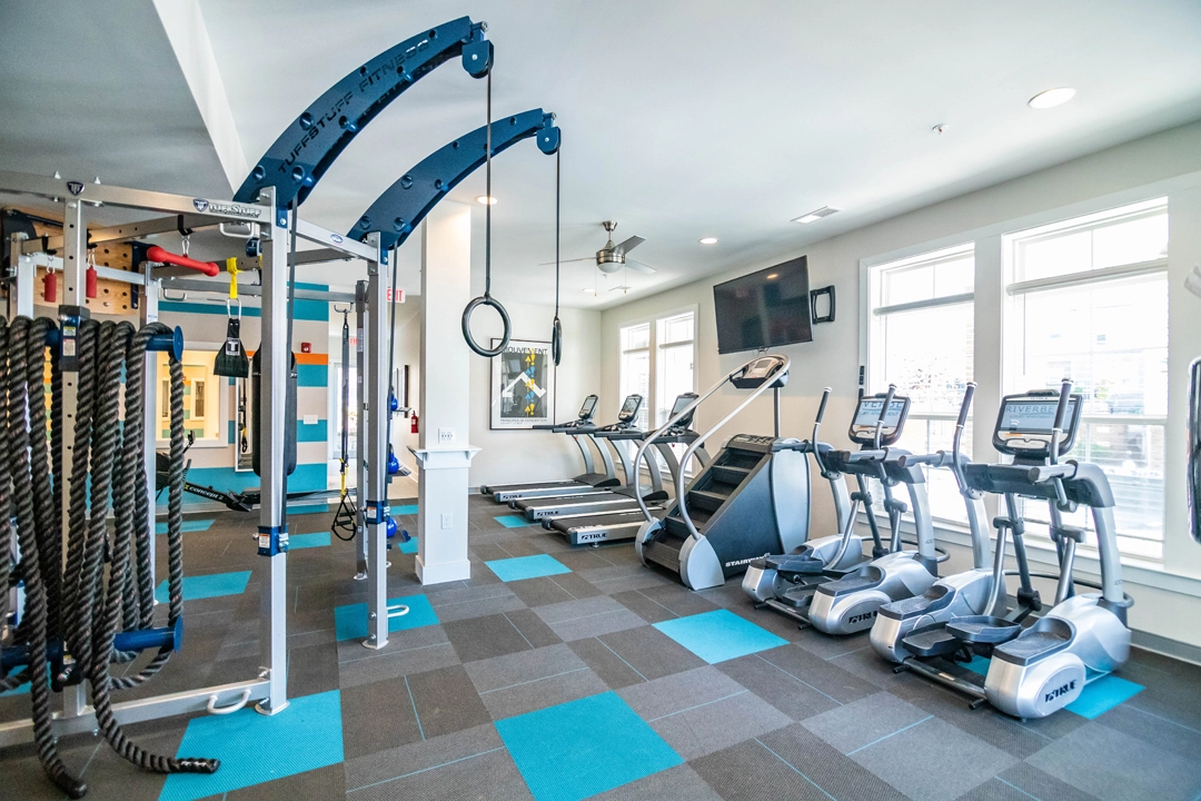 Fitness center with functional training and cardio machines