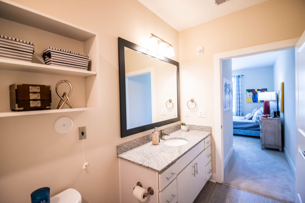 Private bath off of a bedroom