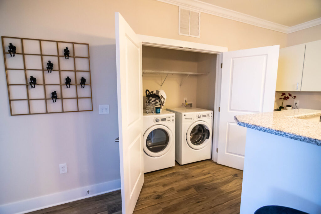 Washer and dryer closet just off the kitchen